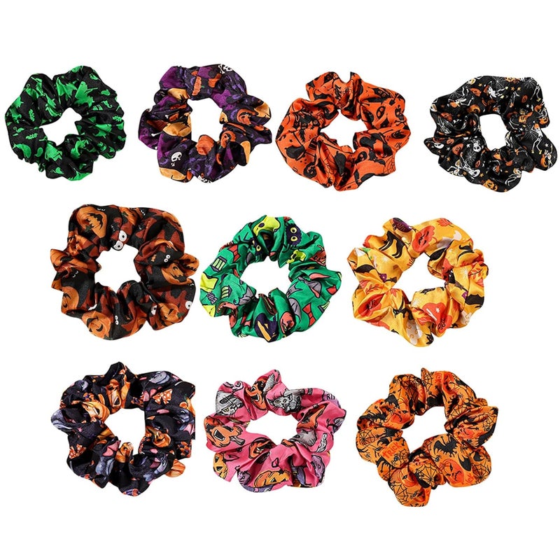 Halloween Pumpkin Scrunchies Hair Ties Elastic Bands For Women And Girls Color F - Image 3